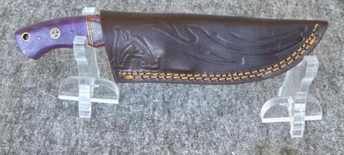 Custom Handcrafted Fixed-Blade Knife Set &ndash; Damascus Pattern, Resin Handles, Leather Sheaths, Keychain Mini - 6