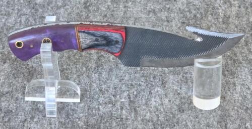 Custom Handcrafted Fixed-Blade Knife Set &ndash; Damascus Pattern, Resin Handles, Leather Sheaths, Keychain Mini - 7