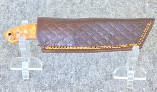 Custom Handcrafted Fixed-Blade Knife Set &ndash; Damascus Pattern, Resin Handles, Leather Sheaths, Keychain Mini - 8
