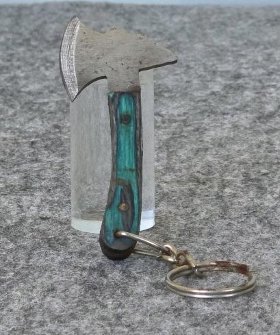 Custom Fixed Blade Knives Set with Dyed Wood Handles, Leather Sheaths & Mini Axe Keychain - 4