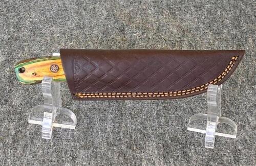 Custom Fixed Blade Knives Set with Dyed Wood Handles, Leather Sheaths & Mini Axe Keychain - 7