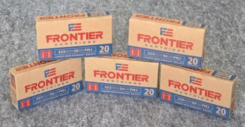 Frontier .223 Remington 55gr FMJ Brass Ammo Boxes, 100 Rounds, Hornady Bullets
