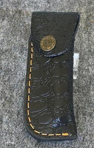 Custom Damascus Steel Hunting & Folding Knives Set, Color Wood Handles, Tooled Leather Sheaths - 3