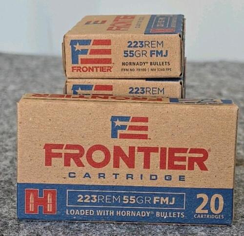 Frontier .223 Remington 55gr FMJ Brass Ammo Boxes, 100 Rounds, Hornady Bullets - 2