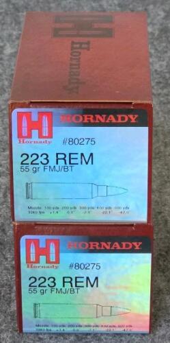 Hornady .223 Remington 55gr FMJ/BT, 100 Rounds, Brass Case - 2