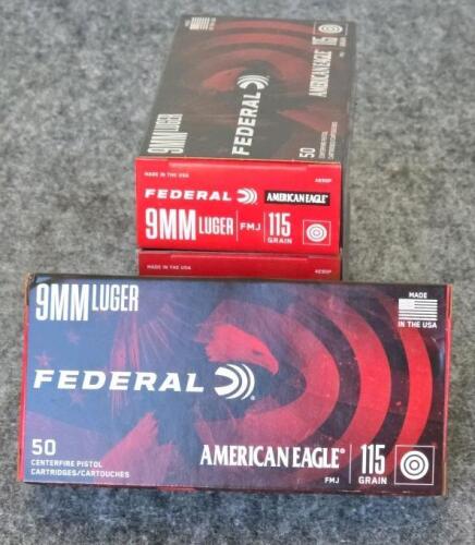 Federal American Eagle 9mm Luger 115gr FMJ Brass Ammunition, 200 Rounds, USA - 2