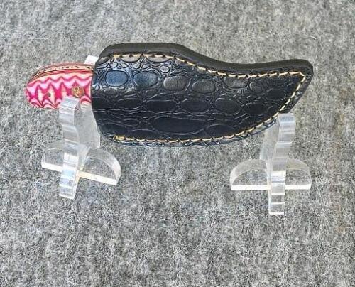 Custom Handmade Damascus Folding and Fixed Blade Knives with Leather Sheaths - 3