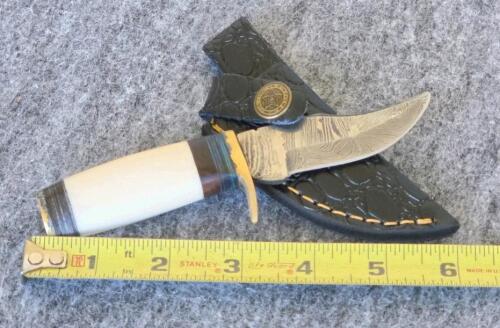 Custom Handmade Damascus Folding and Fixed Blade Knives with Leather Sheaths - 11