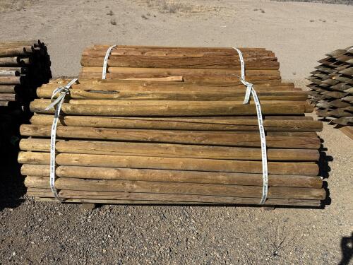 Bundle of 100 Pressure-Treated 7-Foot x 3-Inch Round Wood Fence Posts Grade 4 - 3