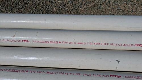 PW Pipe Twinseal 4" SDR 21 PVC Pressure Pipe, 200 PSI, 20 ft Length, 8 Bell-End Pieces - 2