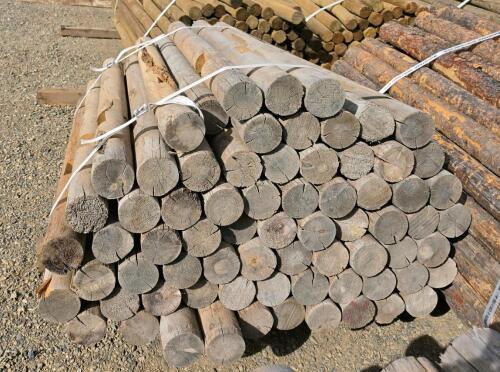 4" x 5' Round Pressure Treated Wood Fence Posts, Bundle of 70, Weathered, Ideal for Fencing - 2