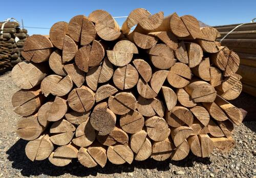 16 ft x 4 in Pressure-Treated Half Round Wood Fence Posts, Bundle, Flat Ends 100 Qty - 5