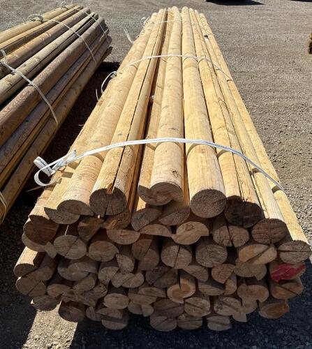 16 ft x 4 in Pressure-Treated Half Round Wood Fence Posts, Bundle, Flat Ends 100 Qty - 6