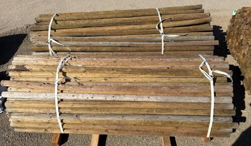 10 ft Treated Round Wooden Fence Posts, 3.25" Diameter, Bundled, Weathered, 100 Qty - 5
