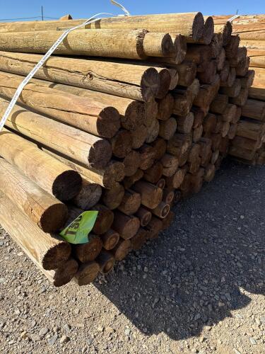 Bundle of 100 Pressure-Treated 7-Foot x 3-Inch Round Wood Fence Posts Grade 4 - 2