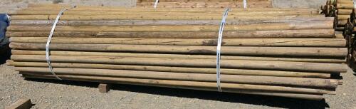 Bundle of 150 Pressure Treated Round Wood Fence Posts, 12 ft Length, 3 in Diameter, Flat Ends