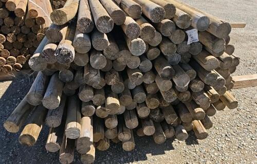 Bundle of 150 Pressure Treated Round Wood Fence Posts, 12 ft Length, 3 in Diameter, Flat Ends - 2
