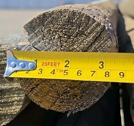 Bundle of 100 Pressure-Treated Wooden Fence Posts, 3" Diameter x 10' - 3