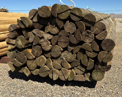 Treated Half Round Wood Fence Posts, Approx 4" x 16' - 3