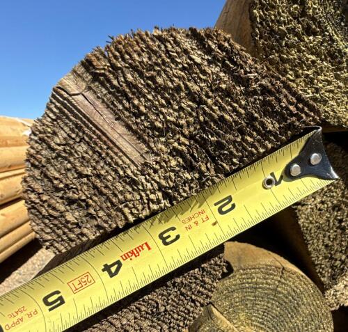 Treated Half Round Wood Fence Posts, Approx 4" x 16' - 5