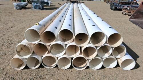 30ft Gated Irrigation PVC Pipes, 12" Diameter, Bell End, White, 21 Qty