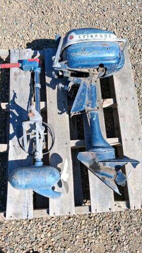 Vintage Evinrude Superwin 3HP Outboard & Electro Steer 6&ndash;28V Trolling Motor Pair, Clamp Mount