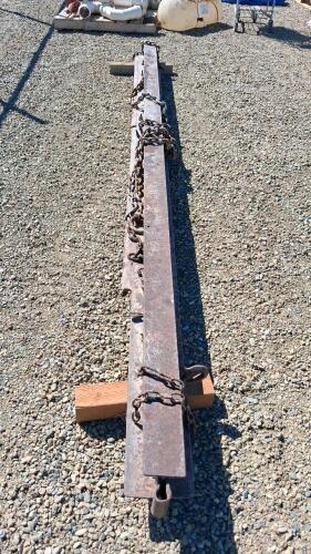 Steel Rail Drag Bar &ndash; 14.5 ft Heavy-Duty Beam with Steel Chains, Farm/Industrial Grading Tool - 3