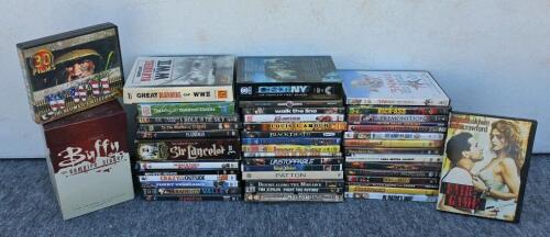 Lot of 46 Mixed DVD Movies & TV Box Sets &ndash; Buffy, WWII Collection, CSI NY, Classics, Action