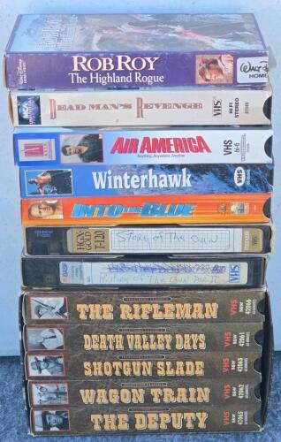 Large VHS Tape Lot (~70) Mixed Home Recordings & Commercial Movies, RCA Kodak T-120, VCR Cleaner - 10