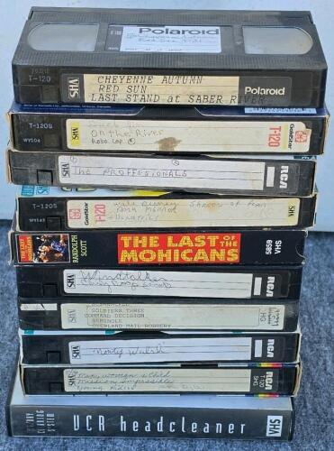Large VHS Tape Lot (~70) Mixed Home Recordings & Commercial Movies, RCA Kodak T-120, VCR Cleaner - 26