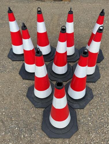 PVC Traffic Safety Cones with Reflective Bands, 10 Qty