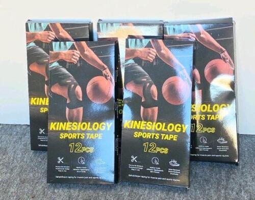 Pre-Cut Kinesiology Sports Tape, 5 Packs, Water Resistant, Hypoallergenic, Knee/Muscle Support