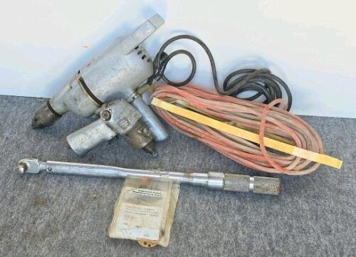 Vintage Dunlap 1/2" Drill, Ingersoll-Rand Impact Wrench w/212 Kit, Torque Wrench Lot