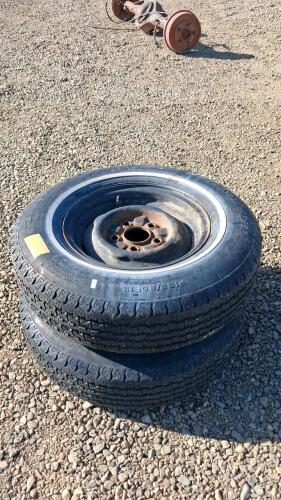 5-Lug Trailer Axle Drum Brakes w/ DEAN Galaxie GT 185/80R13 Tires, Leaf Spring Mounts - 5