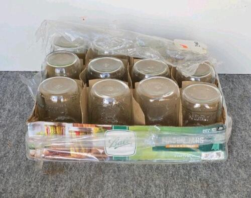 Ball & Kerr 1-Pint Mason Canning Jars, Regular/Wide Mouth, Set of 12, Clear Glass