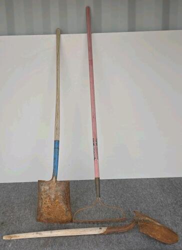 8-Piece Assorted Garden Tools Set &ndash; 3 Shovels, Rakes, Hoe, Pitchfork, Axe, Wood Handles, Heavy Duty - 4