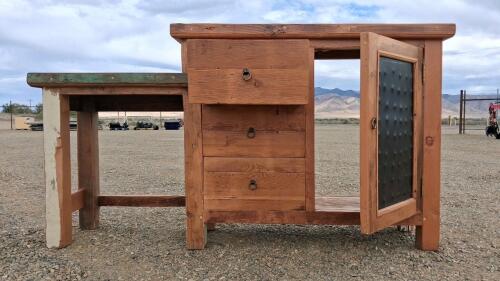 Rustic Reclaimed Wood Desk &ndash; From the Inn at South Lake Tahoe,3 Drawers, Tin Door - 3