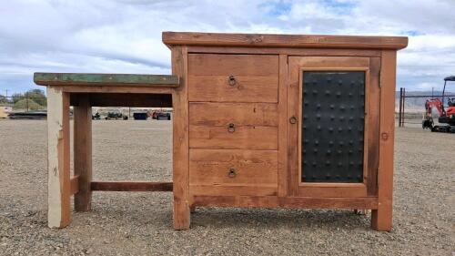 Rustic Reclaimed Wood Desk &ndash; From The Inn at South Lake Tahoe, 3 Drawers, Tin Door