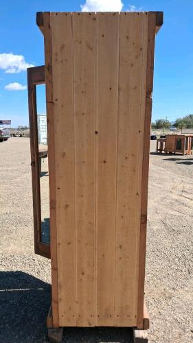 Rustic Wooden Storage Cabinet, From The Inn at South Lake Tahoe, with Full-Length Mirror Door, 2 Shelves, Distressed Finish - 3