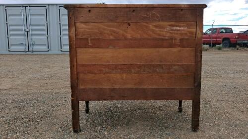 1920s Antique 4 Drawer Wooden Dresser, Turned Legs, Ornate Applique, Original Hardware - 3