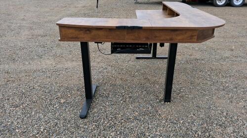 L-Shaped Standing Desk with Wood Top, Metal Legs, and Integrated Storage - 2