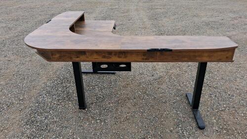 L-Shaped Standing Desk with Wood Top, Metal Legs, and Integrated Storage - 3