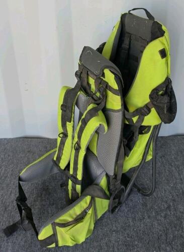 Bright Green/Yellow Child Carrier Backpack with Adjustable Harness and Integrated Stand
