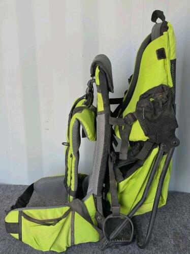 Bright Green/Yellow Child Carrier Backpack with Adjustable Harness and Integrated Stand - 3
