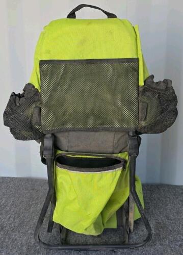 Bright Green/Yellow Child Carrier Backpack with Adjustable Harness and Integrated Stand - 4