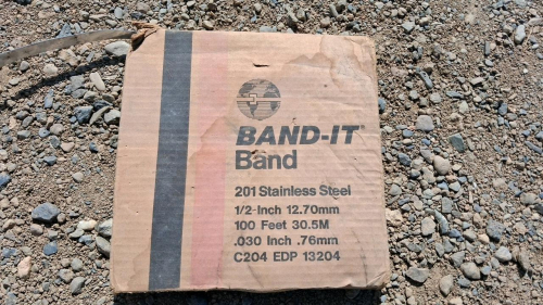 Lot of Electrical Cables & BAND-IT 201 Stainless Steel Banding, 12/2 AWG 600V, Quad Outlet Extension, Submersible Pump Cable, Bag of Log Staples, Shopping Cart - 5