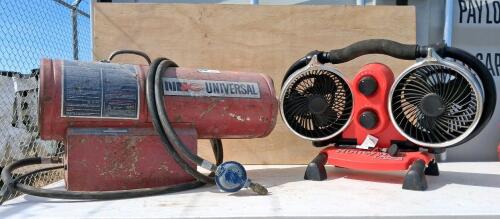 National Riverside 150FA 150,000 BTU Propane Heater & Honeywell HT-9700 Twin Fan Bundle