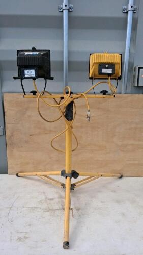 Dual-Head Halogen Work Light Stand & Channellock 12" Measuring Wheel Folding Handle - 3