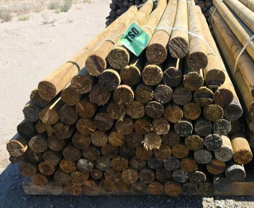 100 Pressure-Treated 7 ft x 3 in Round Wooden Fence Posts, Steel-Strapped Bundle - 2