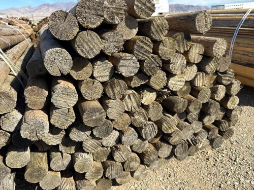 10 ft Treated Round Wooden Fence Posts, 3.25" Diameter, Bundled, Weathered, 100 Qty - 2